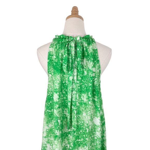 COS Watercolor Halter Maxi Dress Green Sz 4 - Picture 8 of 13